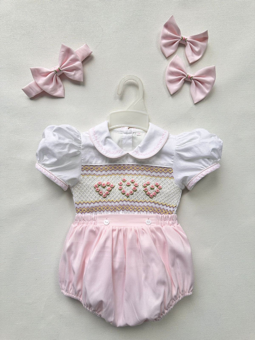 “Lolly” Handsmocked Romper.