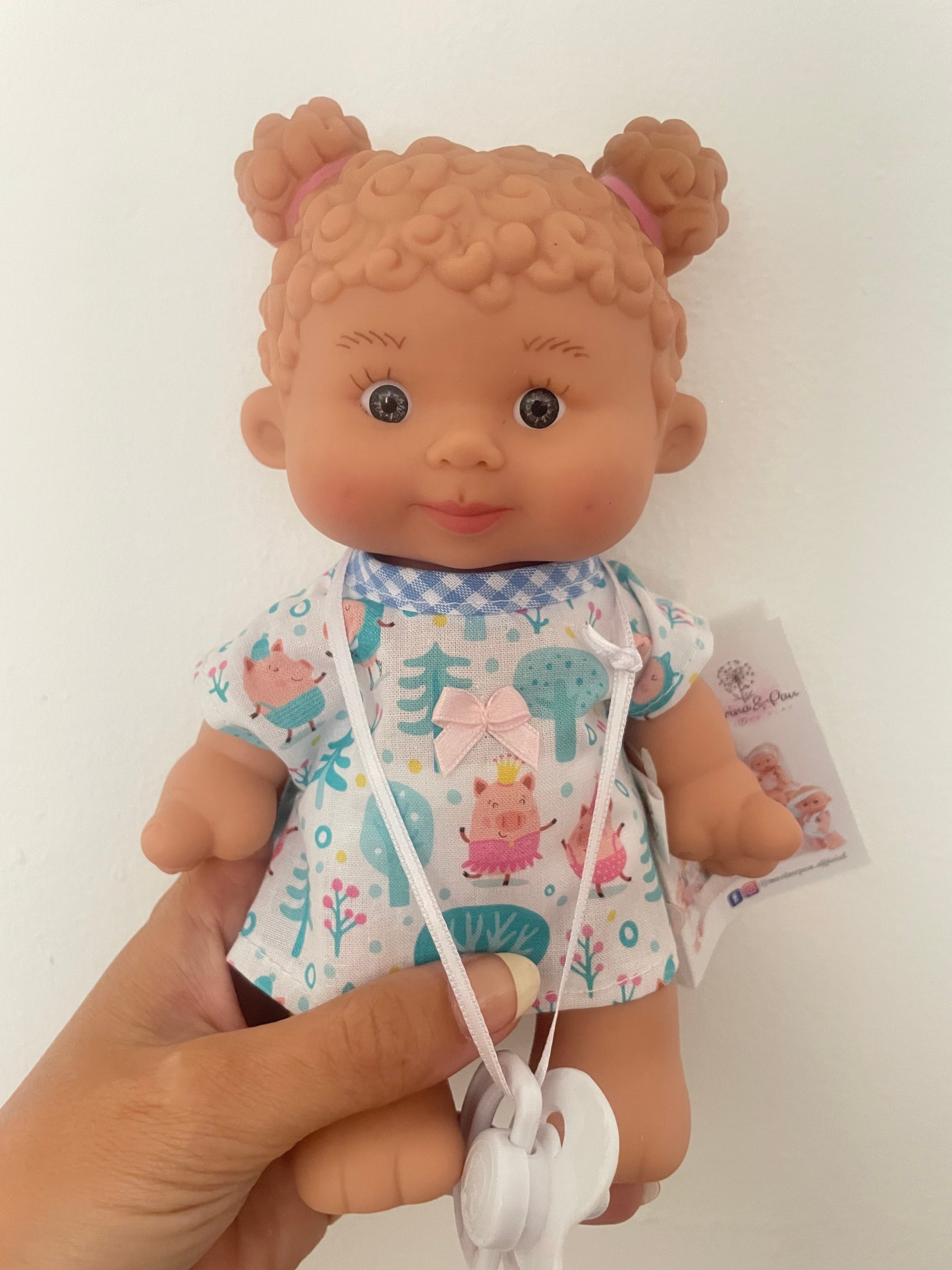 Spanish popcorn curly haired pigtail (pig party) dolly. 21cm