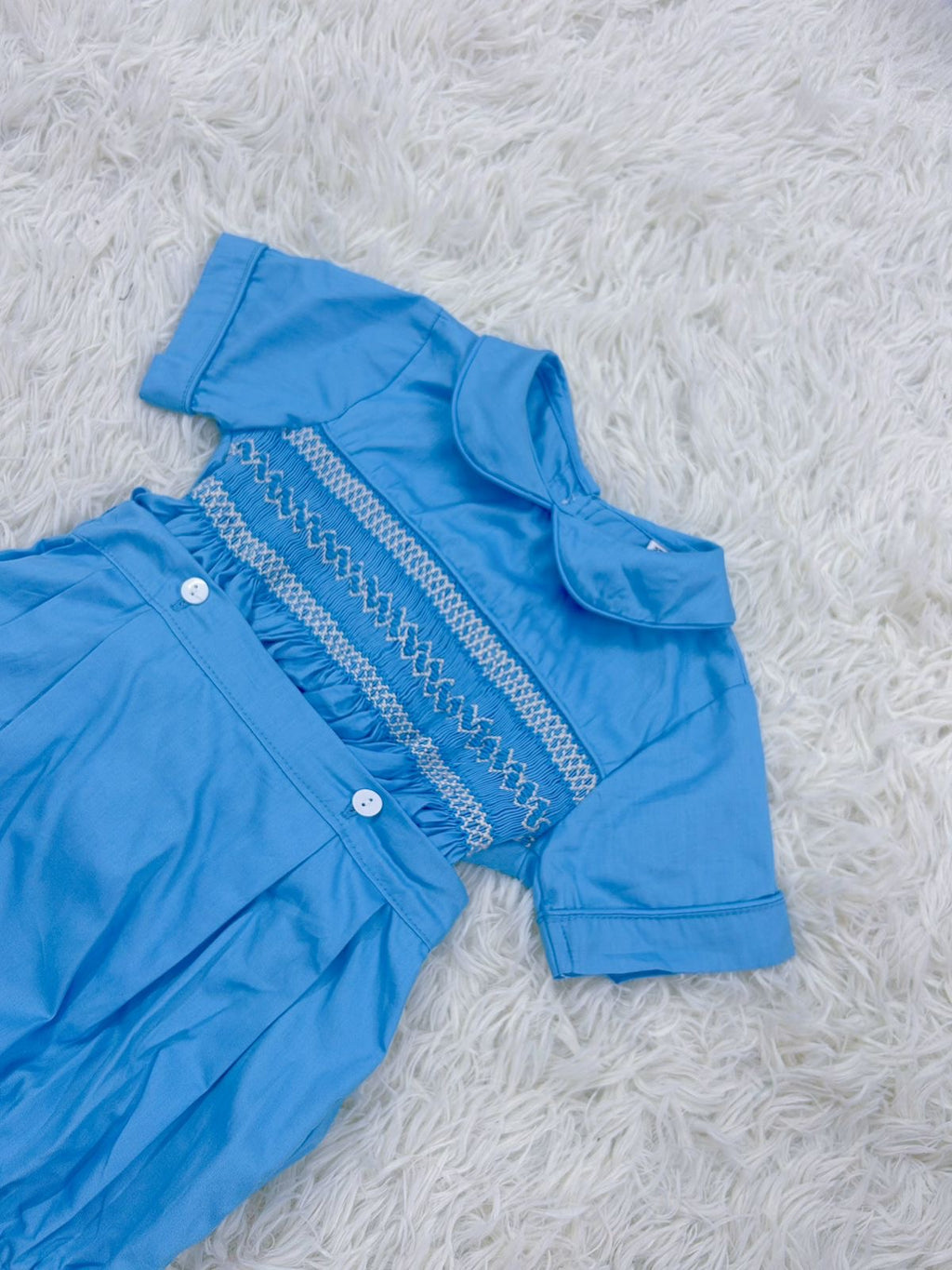 Blue “Frankie” Handsmocked Suit