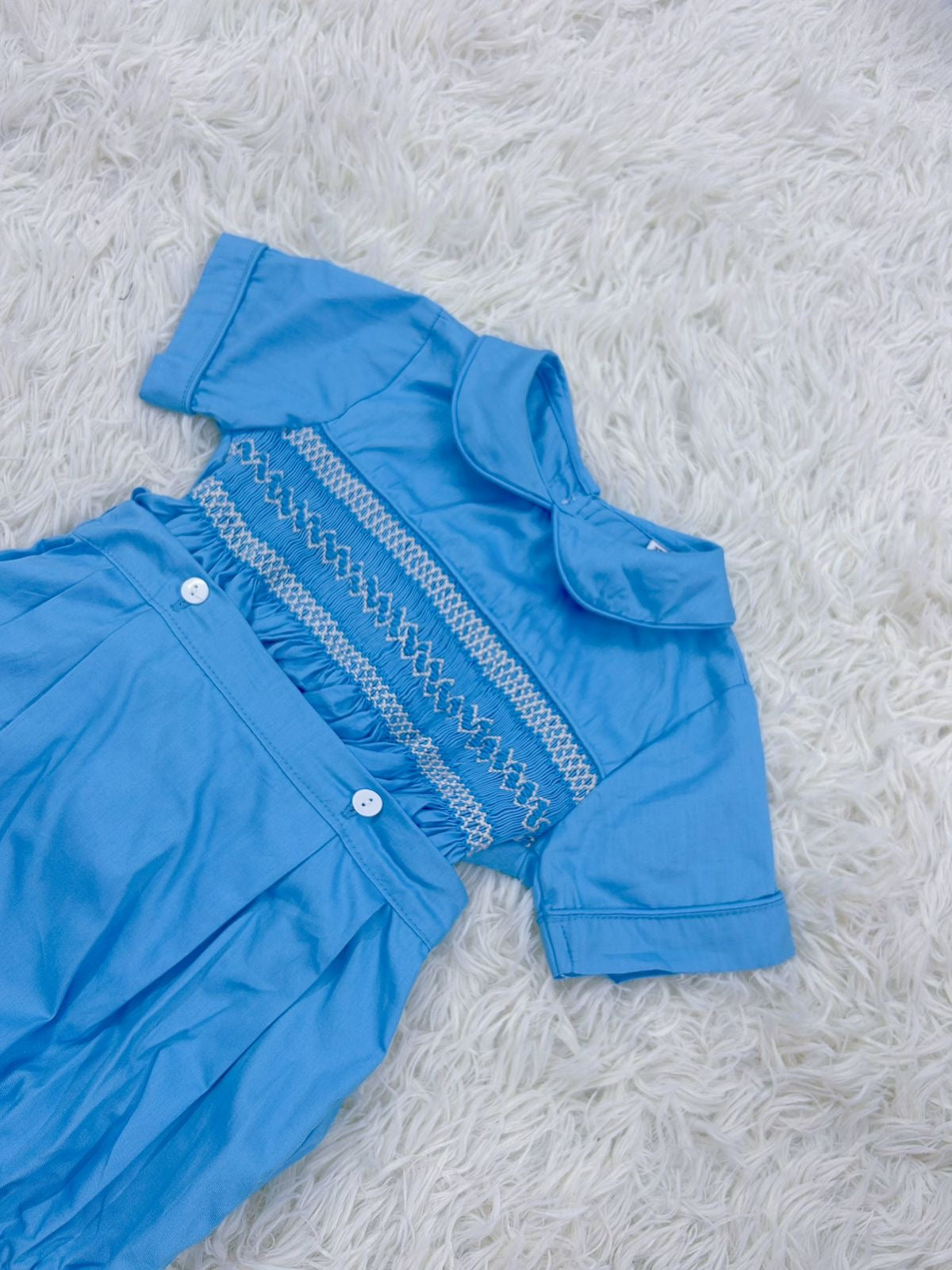 Blue “Frankie” Handsmocked Suit