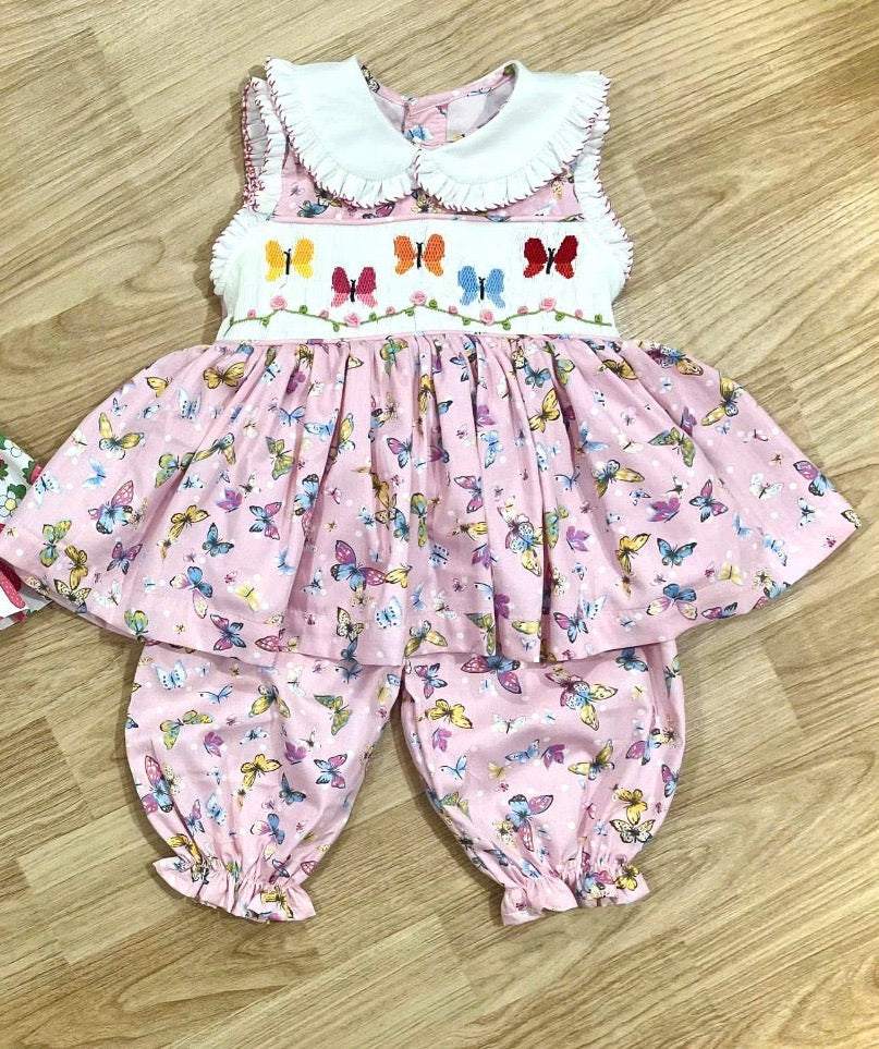 Pink Butterfly Handsmocked Pyjamas.