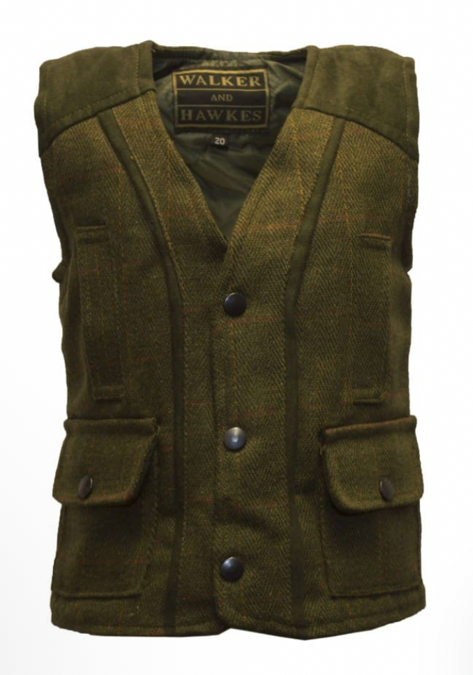 Children’s Dark Sage Derby Tweed Gilet