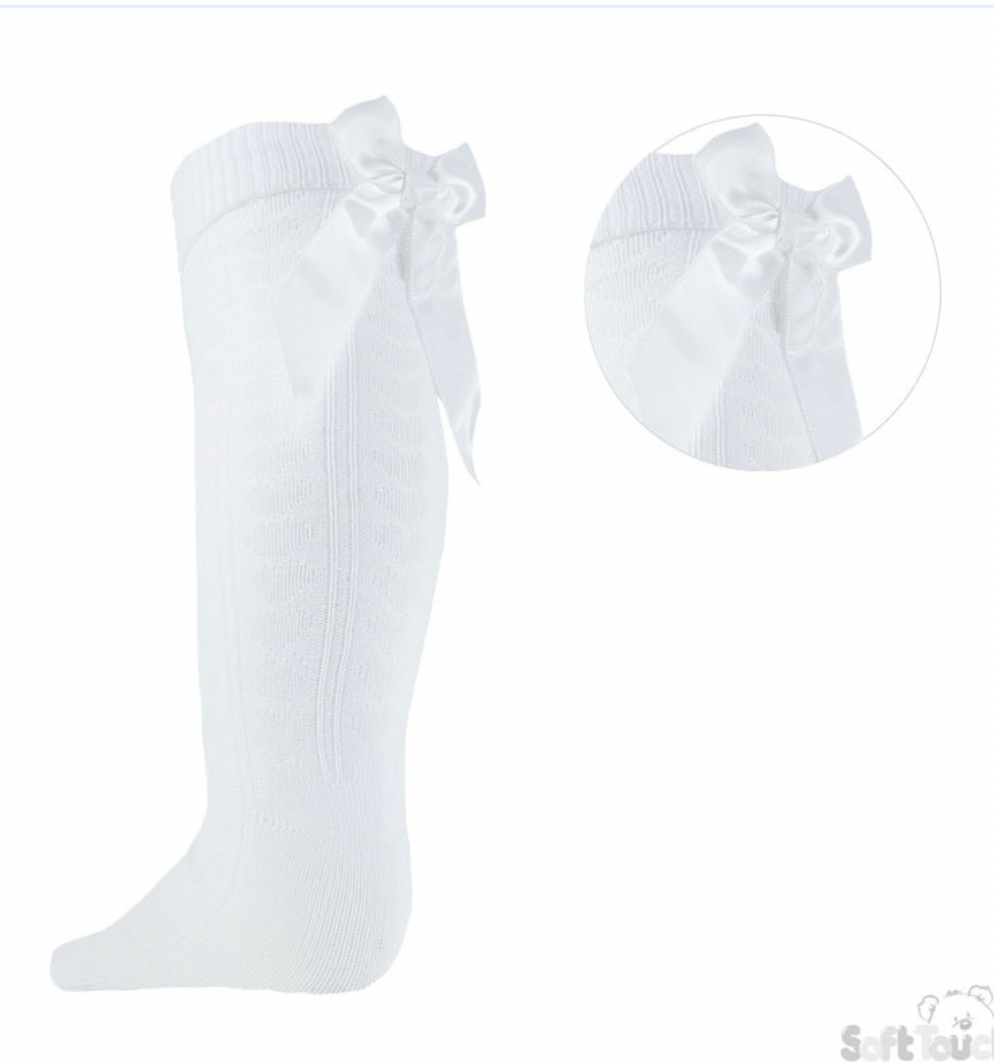 White Bow Knee Socks Older Girls.