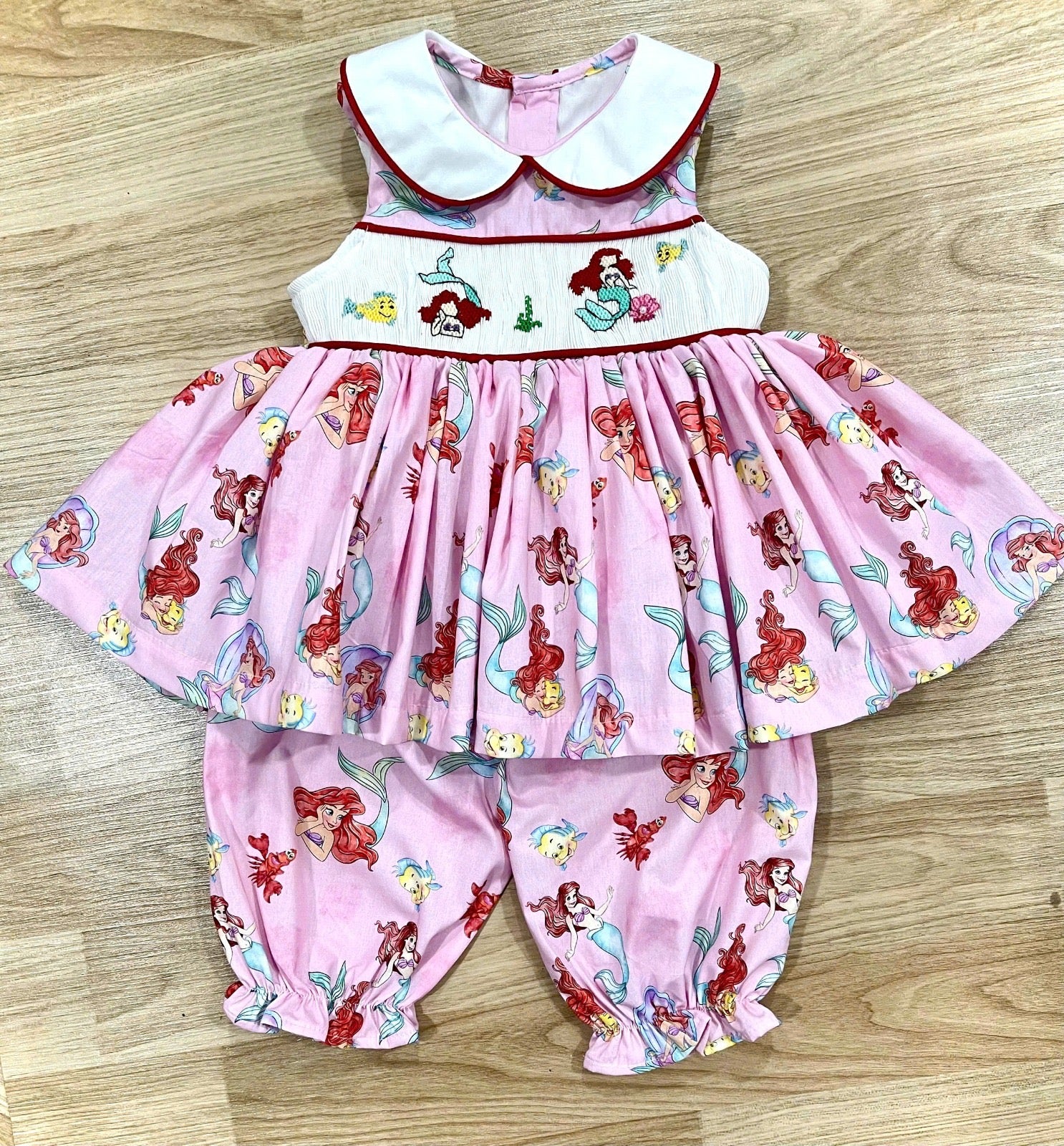 Pink “Little Mermaid” Handsmocked Pyjamas.