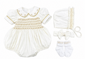 Cream and Gold “Angel” Bubble Romper and Accessories.