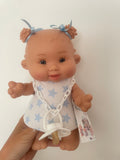 Spanish girl curly hair blue star dolly 26cm