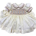 Cream and Brown “Western” handsmocked frock.