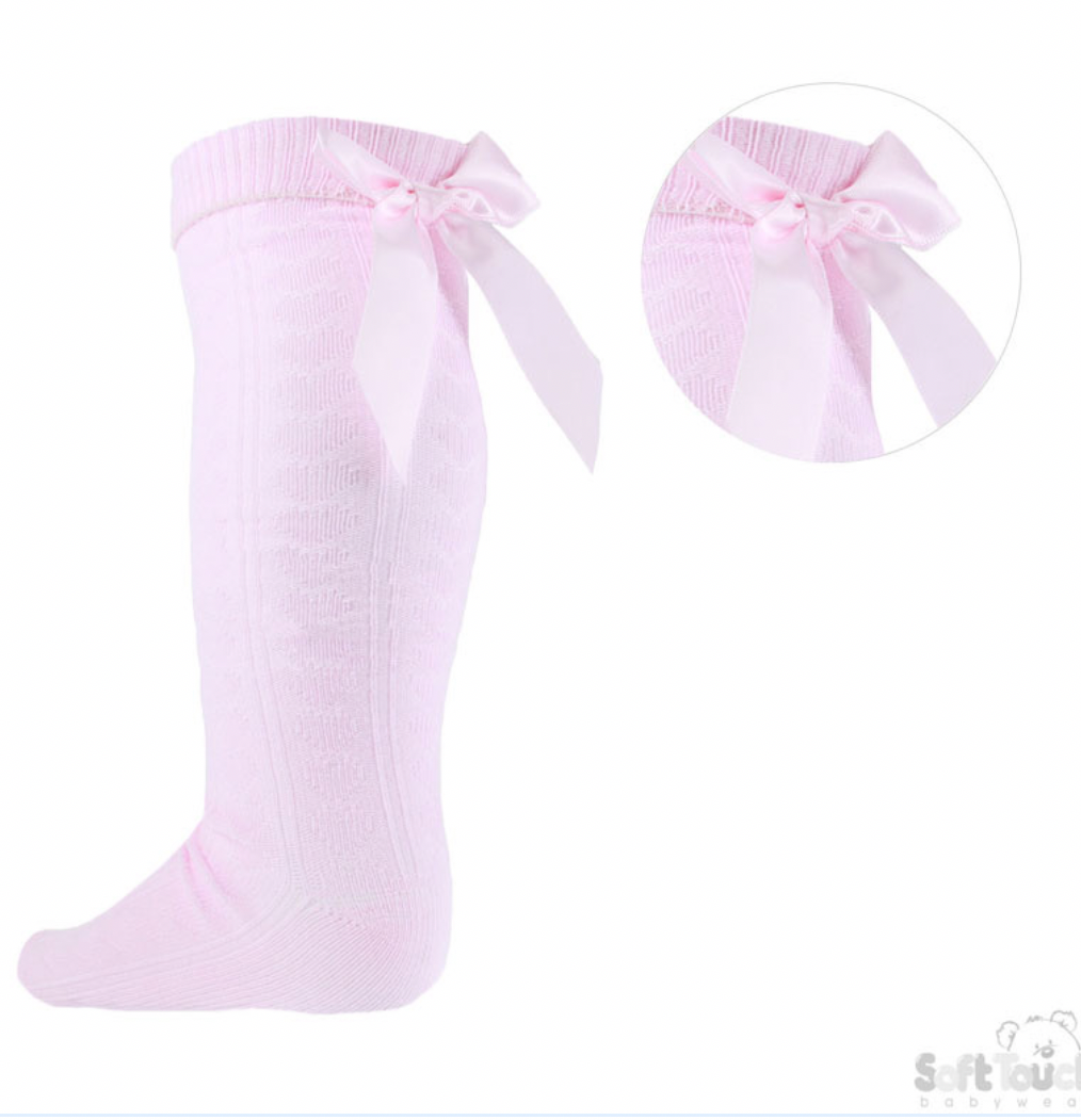 Pink Bow Knee Socks Older Girls.