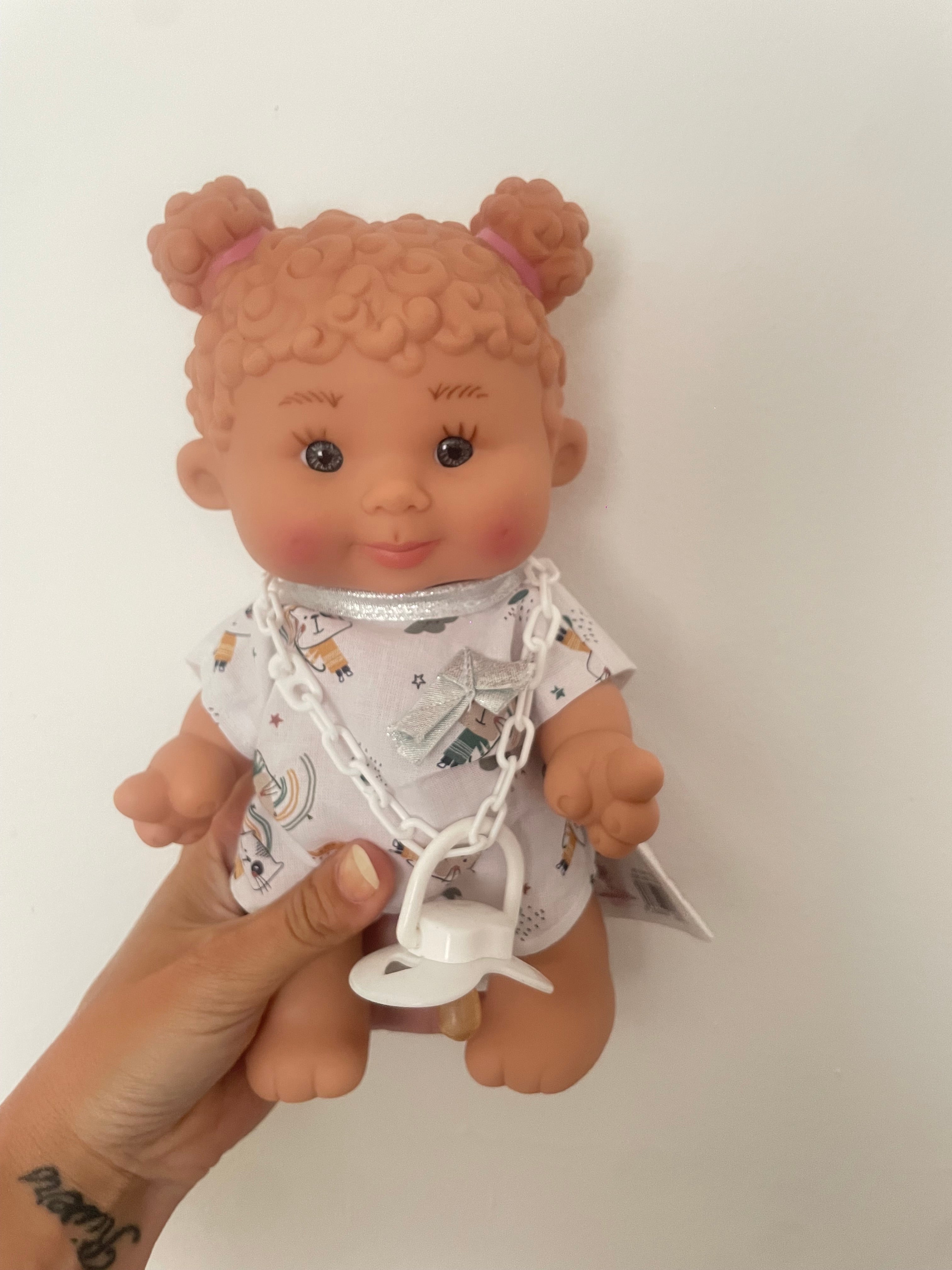 Spanish Girl curly haired pigtail dolly. 26cm