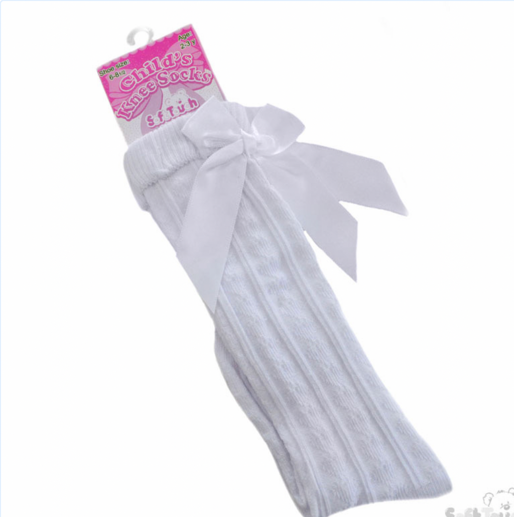White Bow Knee Socks Older Girls.