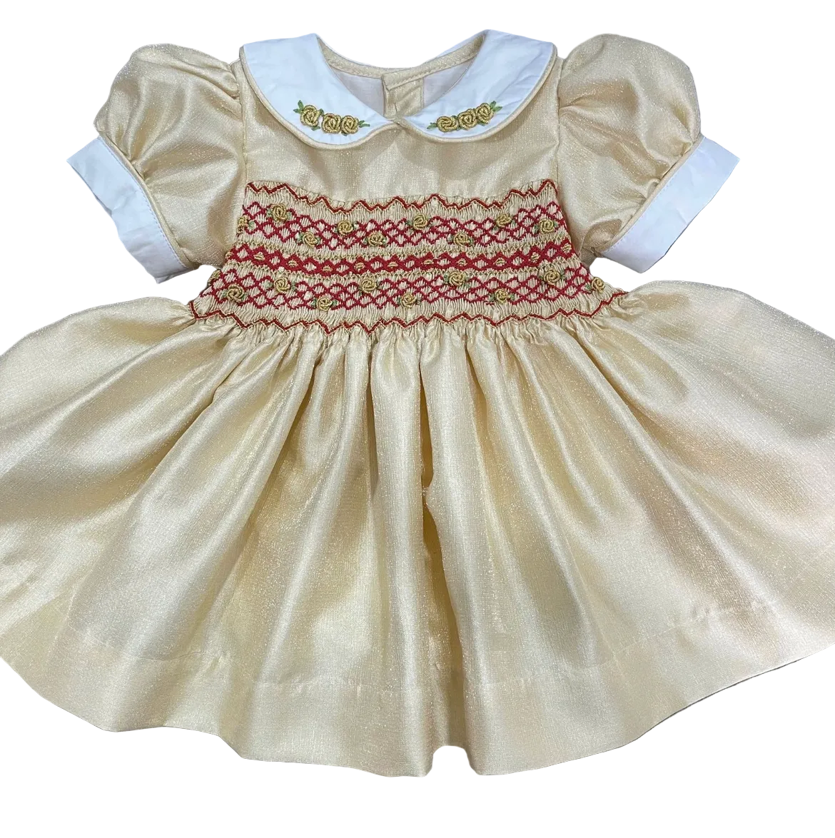 Gold and Red shimmer smock “Belle” (End of September/beginning of October delivery)