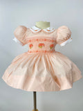 Peach “Philomena” Basket Smock.  Bows and Bloomers.