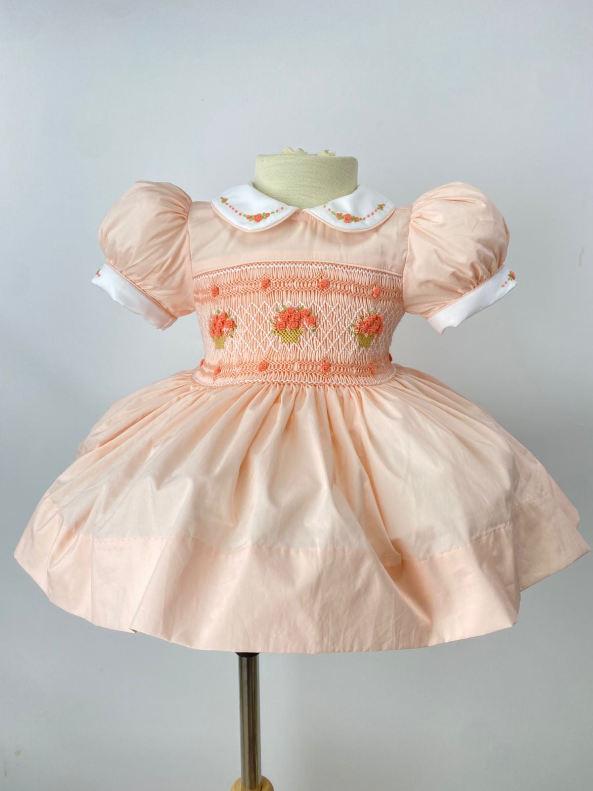 Peach “Philomena” Basket Smock.  Bows and Bloomers.