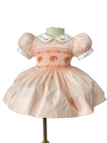 Peach “Philomena” Basket Smock.  Bows and Bloomers.