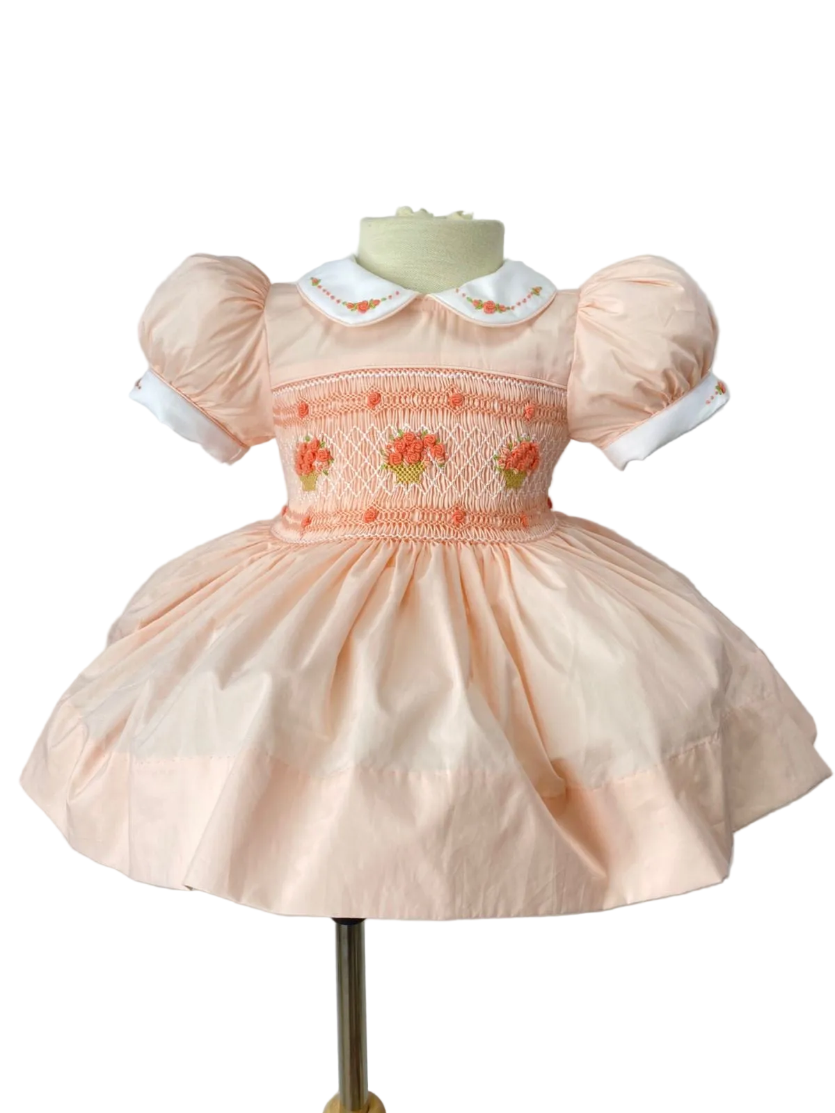 Peach “Philomena” Basket Smock.  Bows and Bloomers.