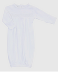 Unisex White Long Sleeved Smocked Nightgown.