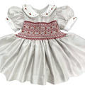 Silver and Red Diamonte shimmer smocked dress “Liberty”. (End of September beginning of October delivery)