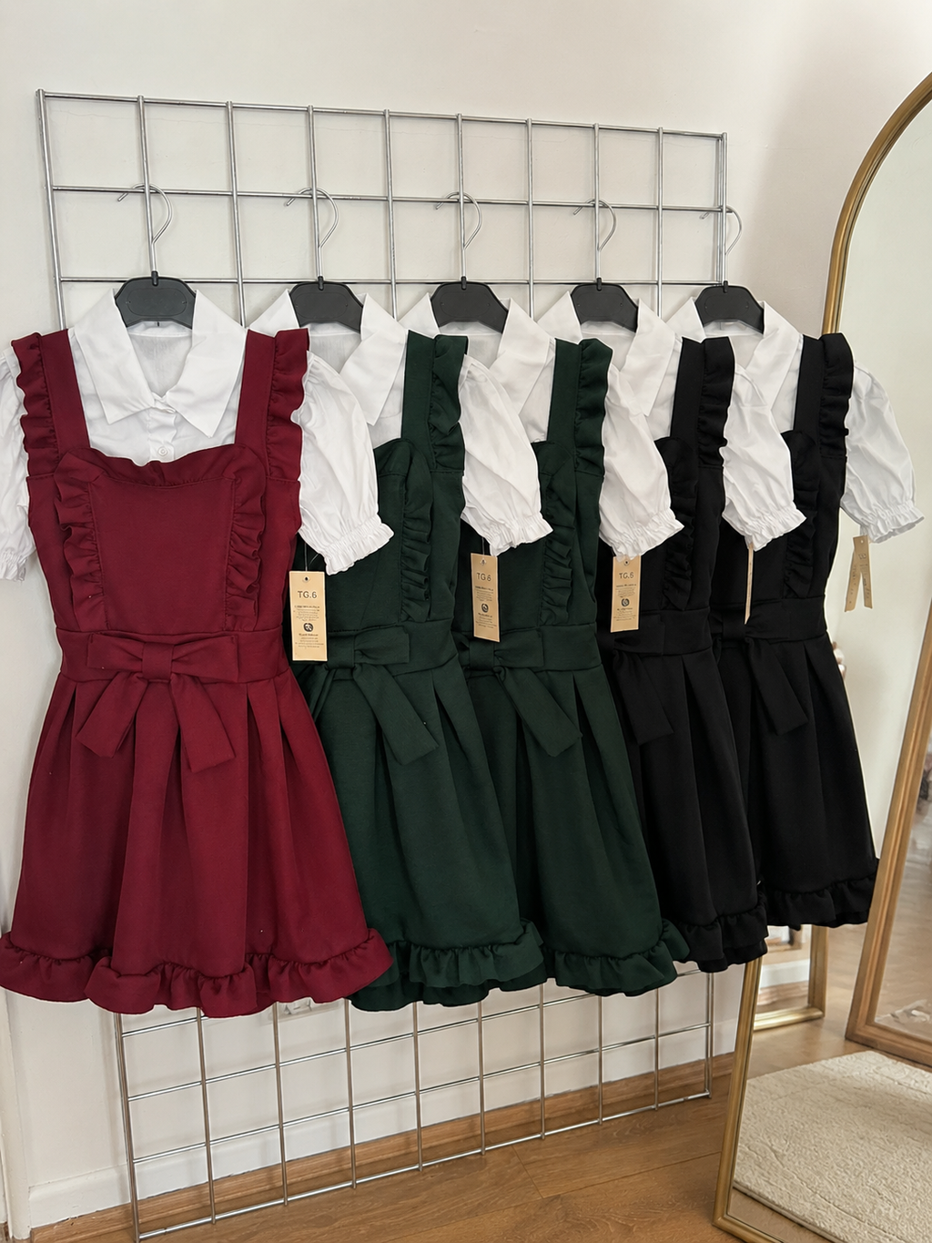 Girls Luxury school pinafore dress with blouse.
