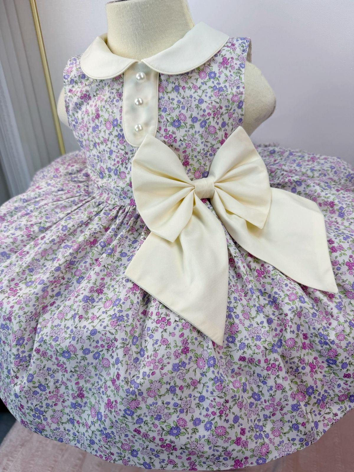Lilac floral “Hosanna” sleeveless classic.