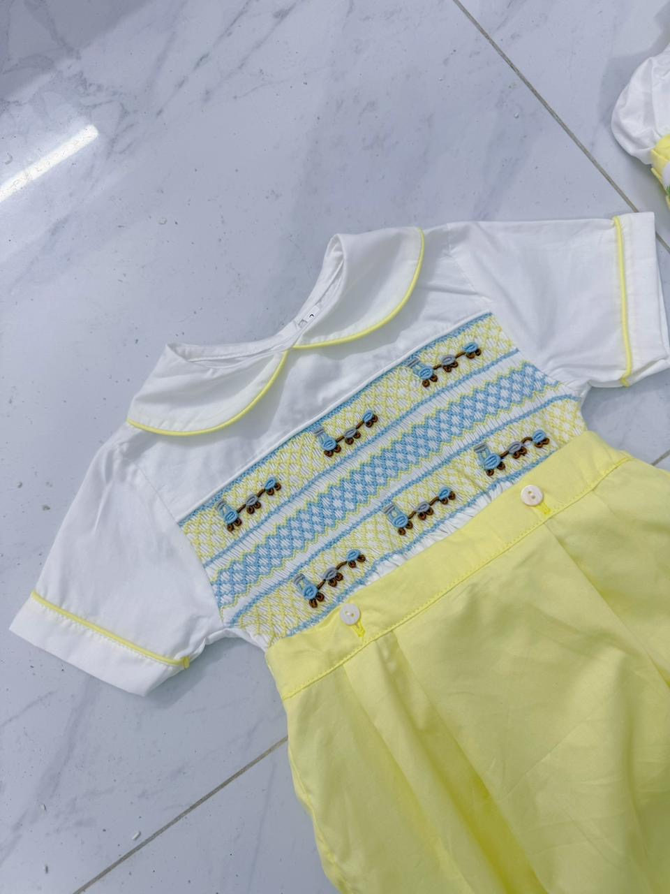Lemon “Lennox” Handsmocked Romper.