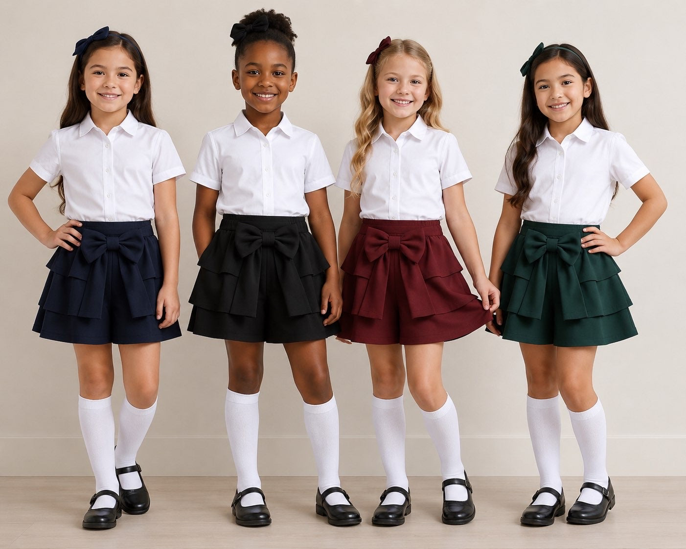 Girls luxury ruffle bow skort.