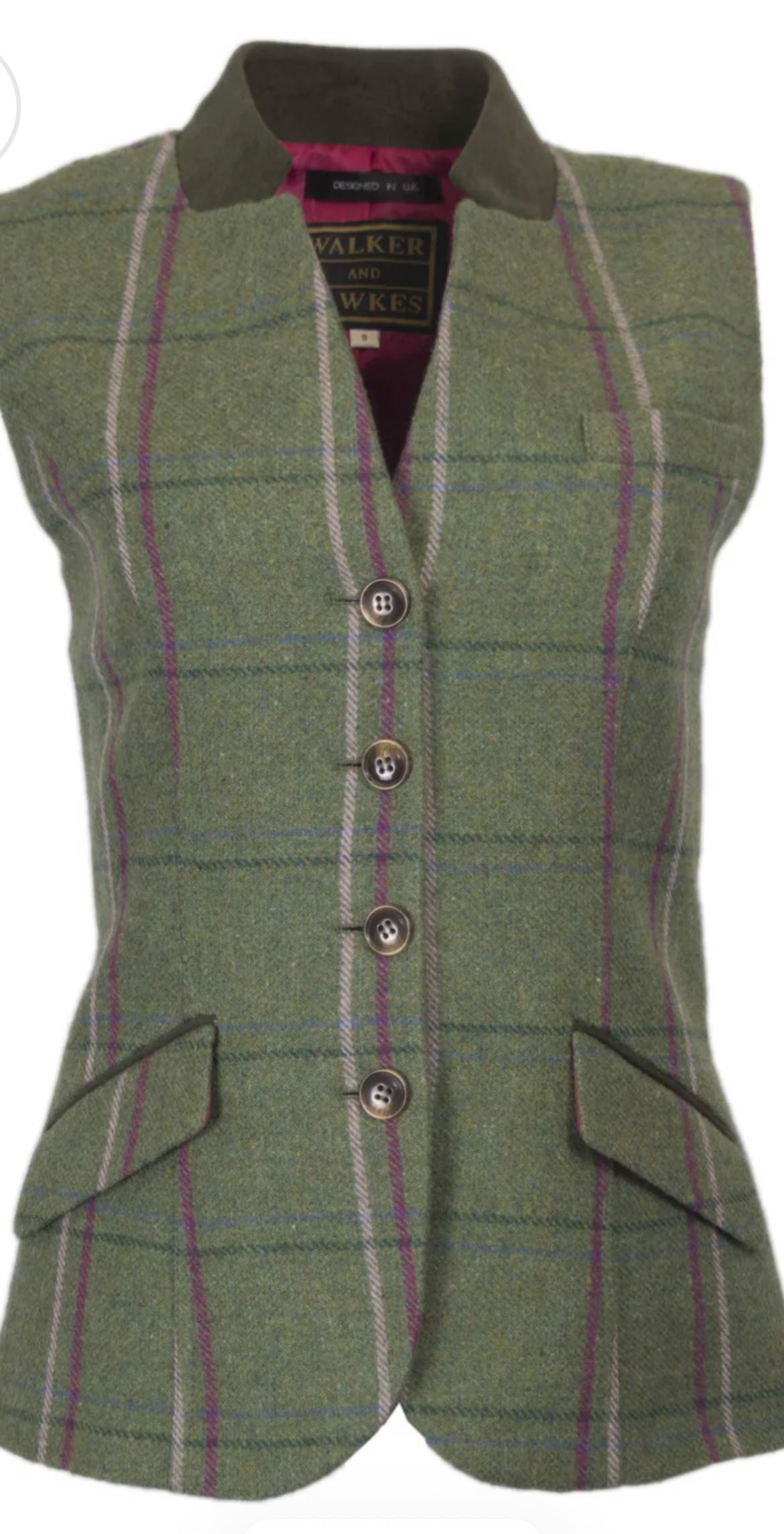 Margate Pink Overcheck Ladies Shooting Tweed Waistcoat