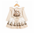 Beige and White Embellished “Hot Chocolate” two piece skirt set.