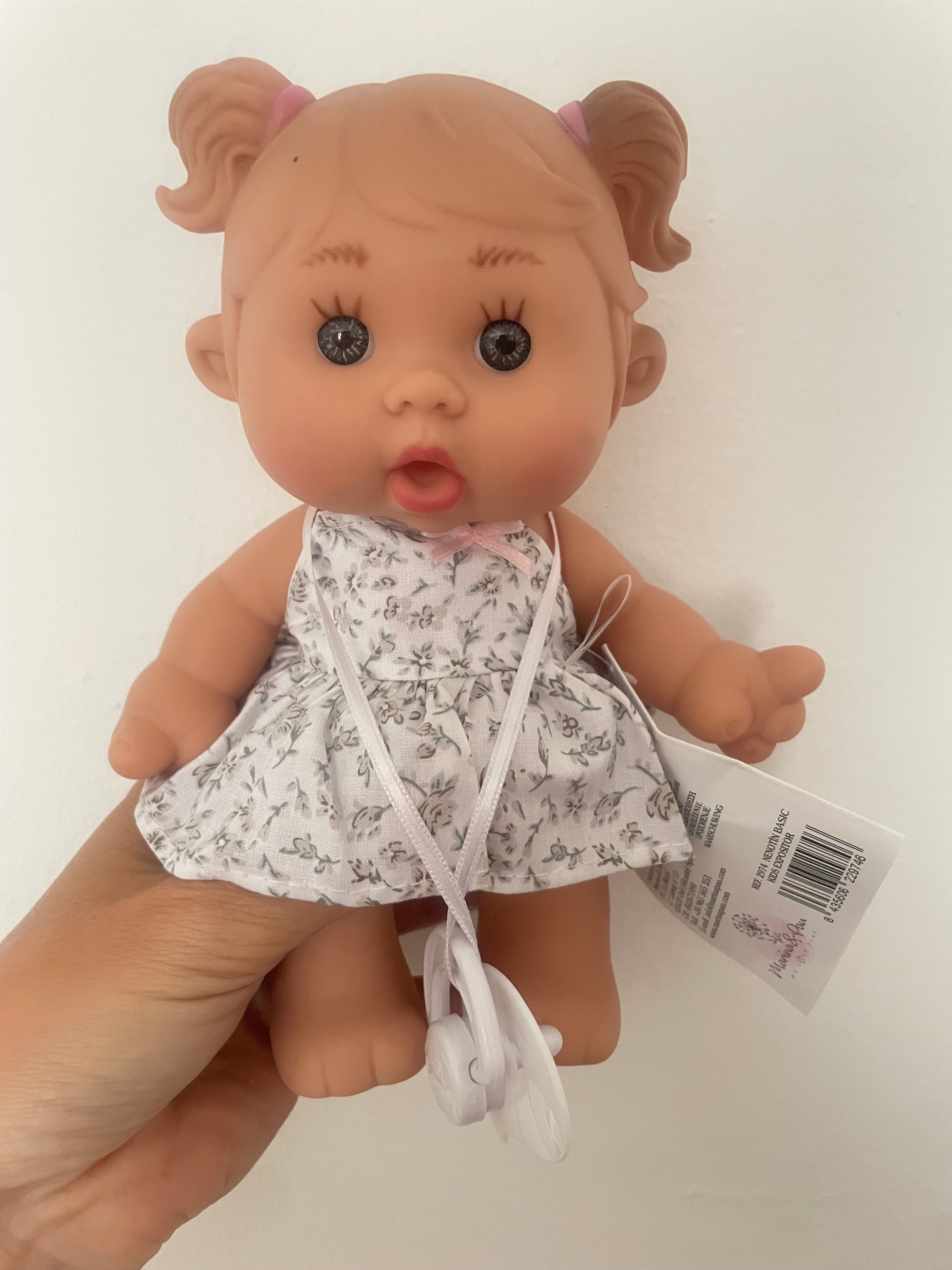 Spanish popcorn pigtail grey rose dress Dolly. 21cm