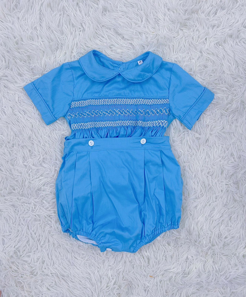 Blue “Frankie” Handsmocked Suit