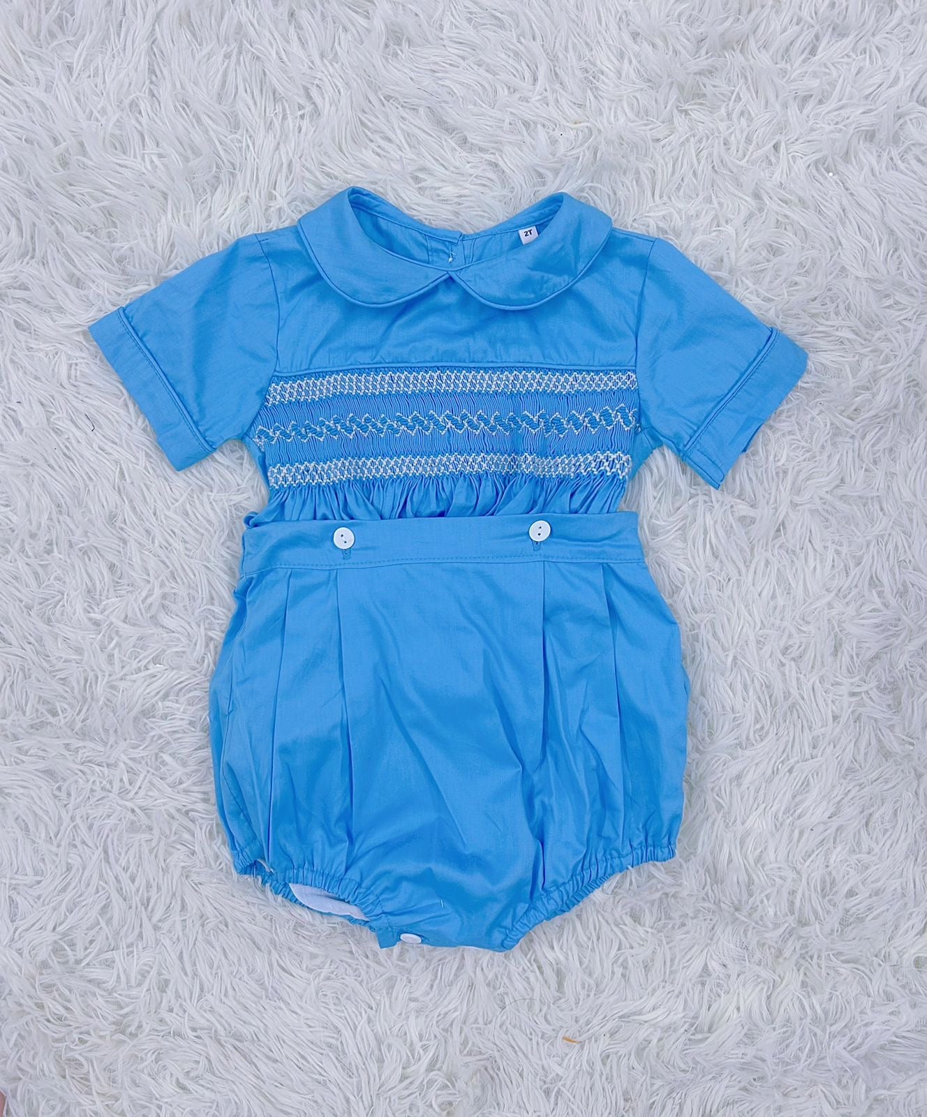 Blue “Frankie” Handsmocked Suit