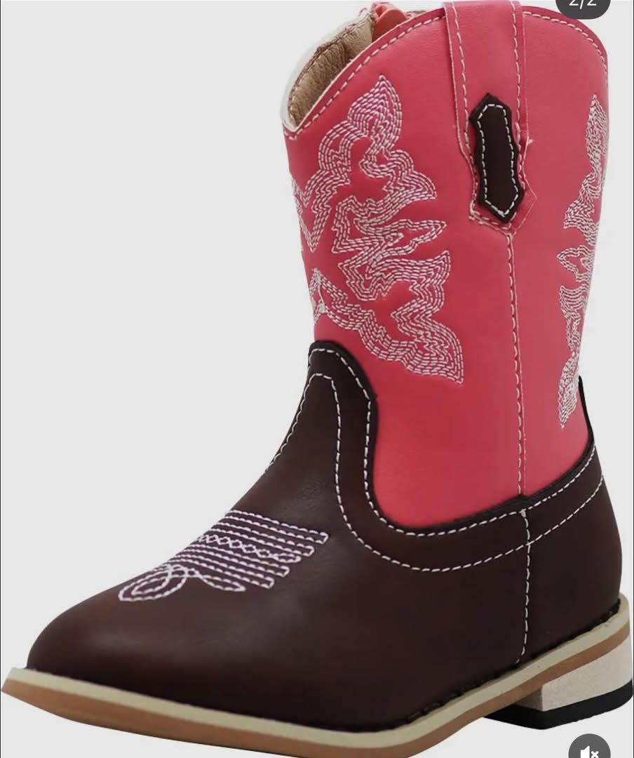 Western Boots Girls. Pink and Chocolate.