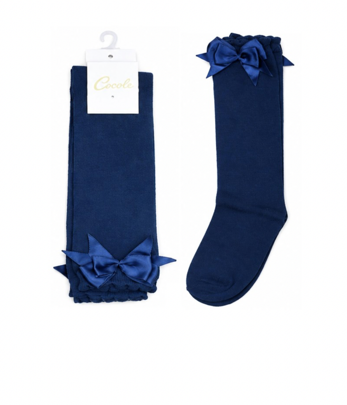 Navy Girls knee socks with Bow.