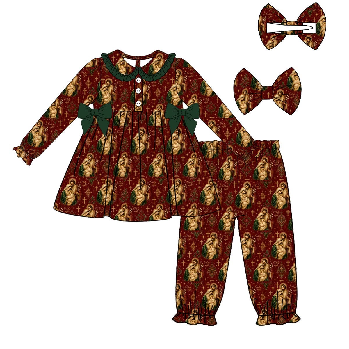 “O holy night” Mother Mary Jesus and Joseph Girls Pyjamas. (November delivery)
