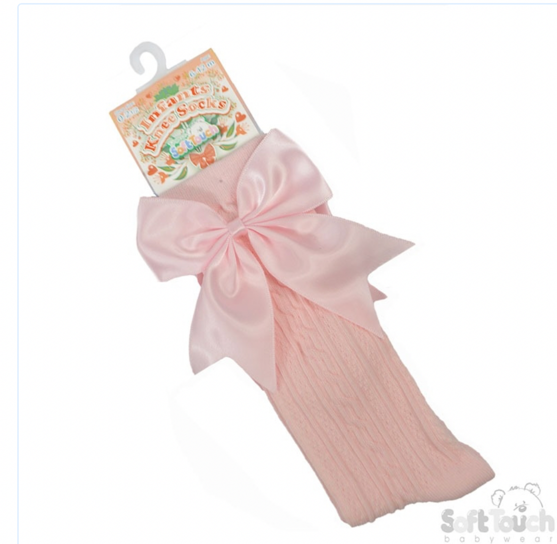 Pink Bow Knee Socks.