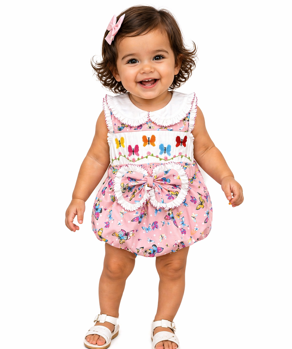 Pink Handsmocked “Butterfly Dreams” Romper 4-6years comes with skirt and blouse. Bows/Headband to match ✨